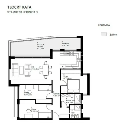 Apartment 101 m², Varaždin Centar, 3 bedrooms and 2 bathrooms - 13