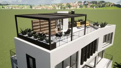 Vila 323 m², Kaštelir, pogled na more i bazen - 3