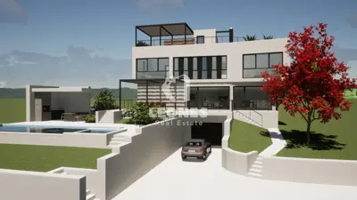 Vila 323 m², Kaštelir, pogled na more i bazen - 2