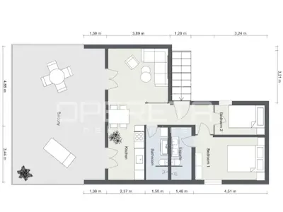 Apartment 82 m², Rogoznica, 2 bedrooms and terrace with sea view - 15