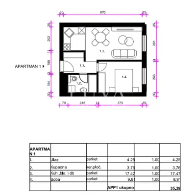 Zagreb, istok - New build apartment A1, 36 m² - 7
