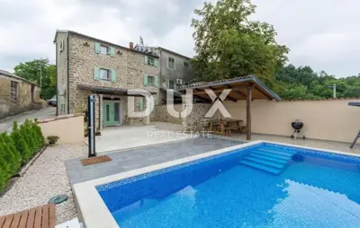 Haus 115 m², Motovun - Pool und Blick auf die Hügel