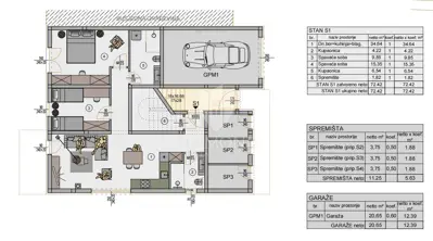 Stan 76 m², Kaštanjer, Pula - vrt 90 m² i 2 parkirna mjesta - 3