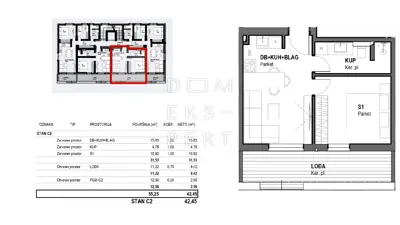 Sesvete, CENTAR, NEW BUILD - 2-room apartment on the 2nd floor with loggia - 43 m² - 4