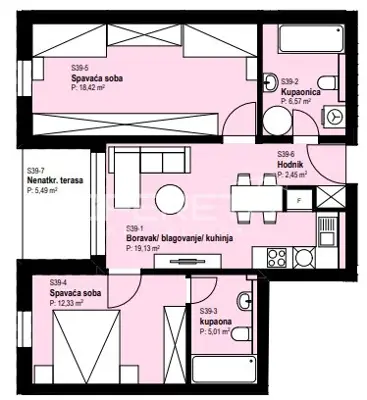 Stan 68 m², Žitnjak - 3 sobe, natkrivena terasa - 11