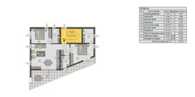 Stan 89 m², Medulin - 2 spavaće sobe, balkon - 8
