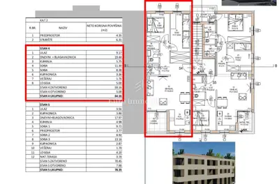 Stan 64 m², Barban - 2 spavaće sobe i terasa - 4