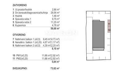 Stan 73,62 m², Mandre - 80 m od mora - 8
